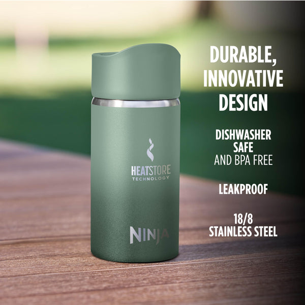 Ninja Thirsti Water Bottle and Flask 709 ML With Leak-Proof Lid, Designed For Carbonated, Hot & Cold Drinks, Ideal For Travel & Sports, Triple Insulated, Stainless Steel Bottle, Black, DW2401EUUKBK