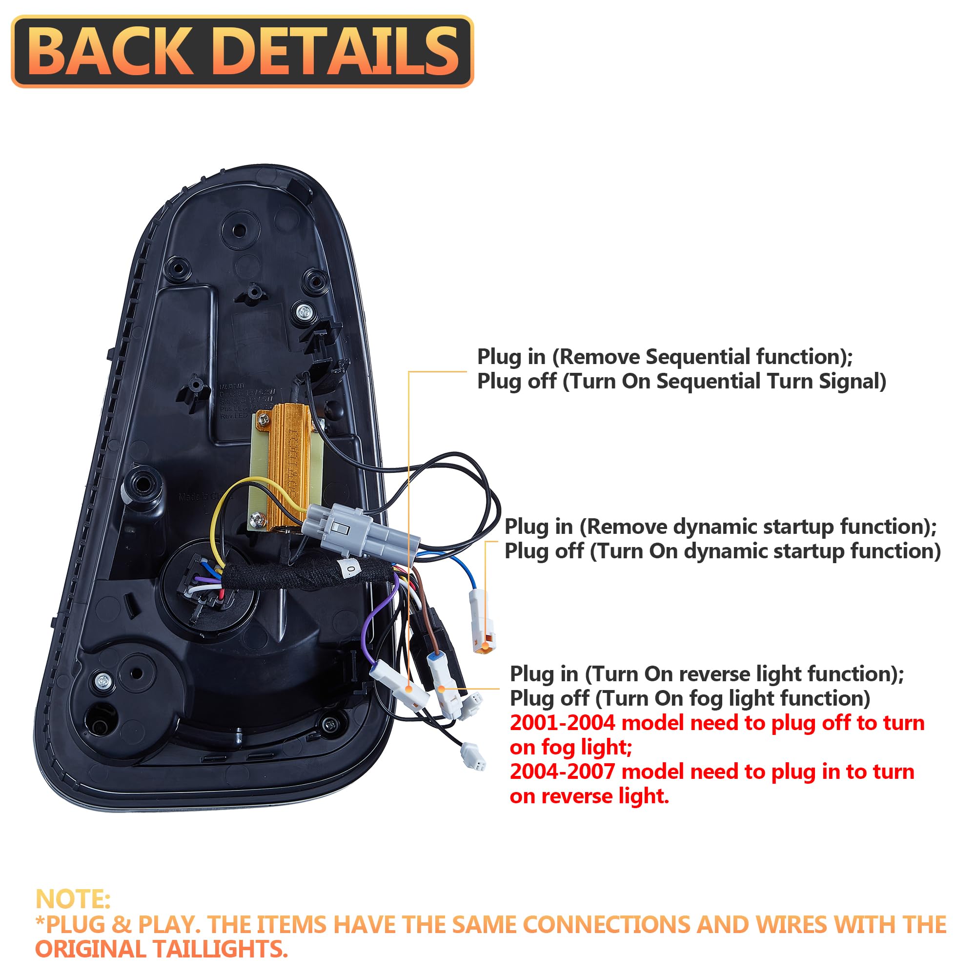 VLAND LED Rear Lights Compatible with Mini Cooper R50 R52 R53 2001-2006 1st Gen Hatch/Convertible, Union Jack Tail Lights w/Startup Dynamic Display & Sequential Indicator, 1 Set (Red)