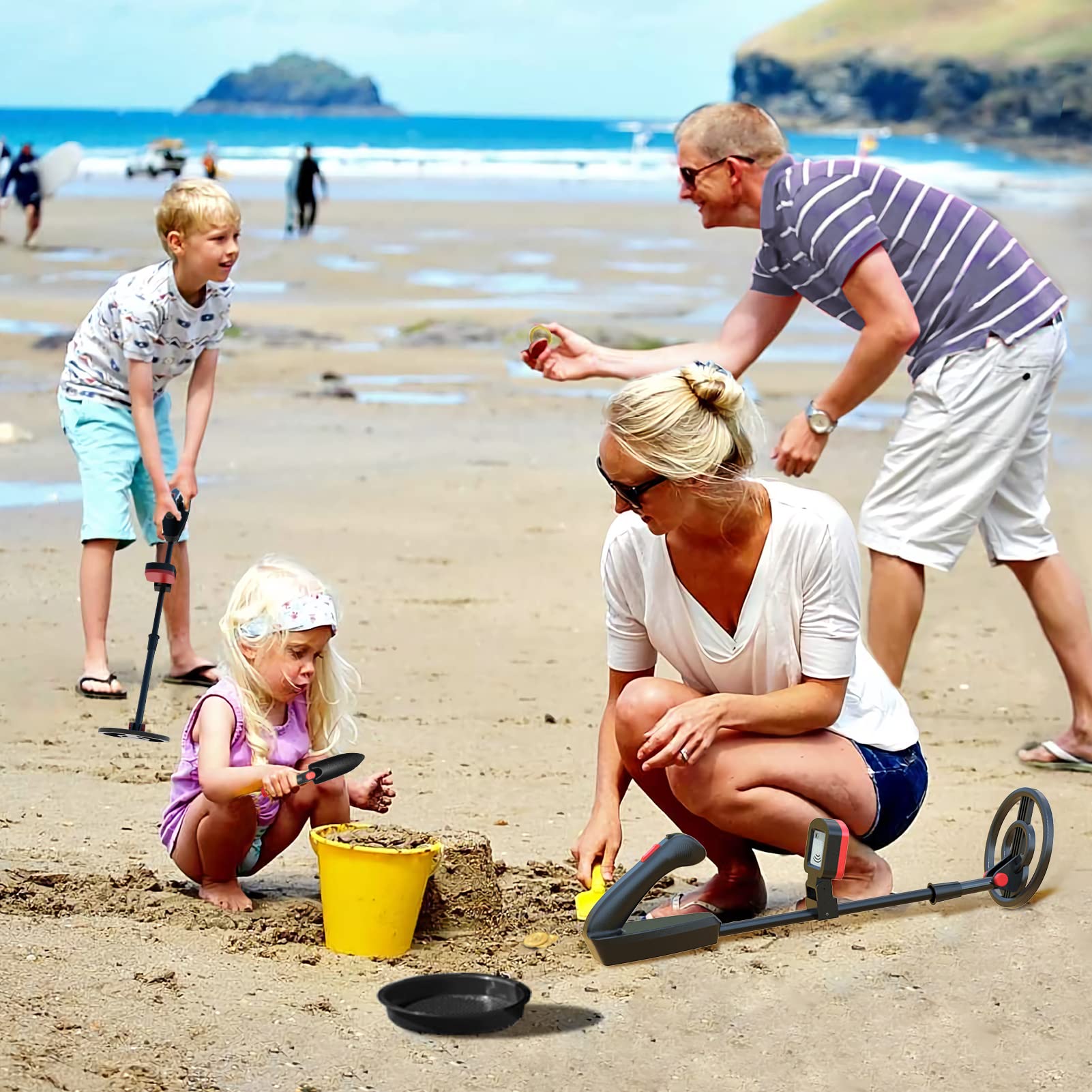 DR.ÖTEK Metal Detector for Kids, Waterproof with LCD Display and Buzzer, 60-76 cm Adjustable Stem, High Sensitivity, Lightweight Gold Detector, Ages 3-10