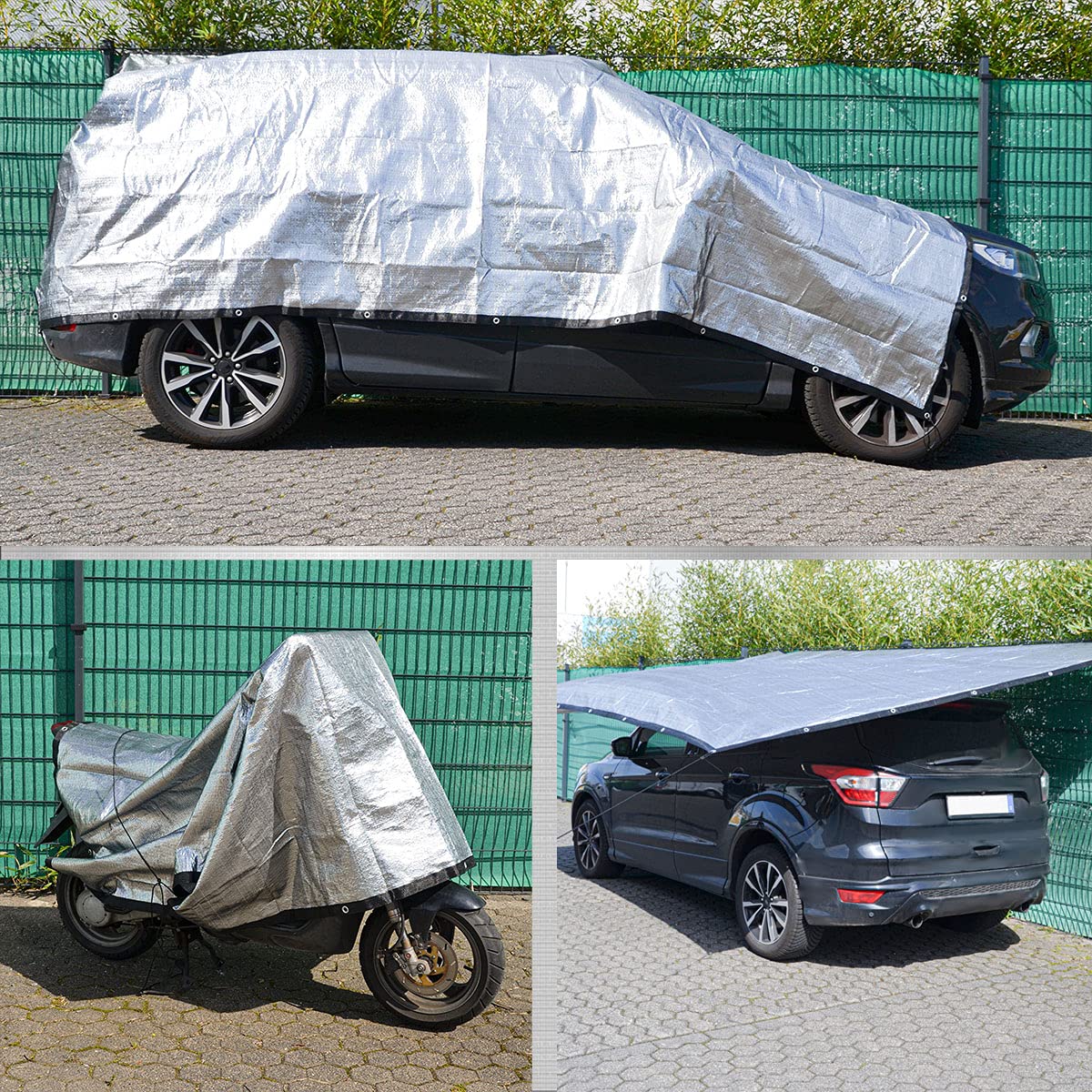 AMANKA 2x2 m Aluminet Shade Cloth - 99% Sun Block Shading Net - Aluminium Sun Shade Heat Reflective Tent Cover Pergola Canopy Cover - Aluminet Car