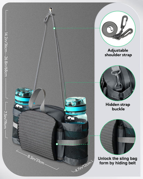 Waterfly Hiking Waist Pack Bum Bag Waist Bag with Bottle Holder Running Bag for Camping Climbing Travel Cycling and Dog Walking