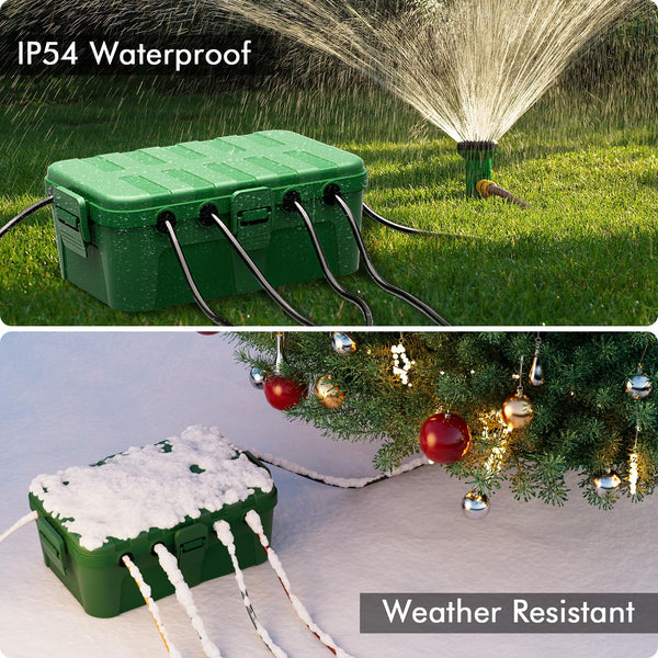 RESTMO Extra Large Waterproof Electrical Box, IP54 Weatherproof Outdoor Outlet Cover, Protect Outlet, Plug, Timer, Power Strip (Not Included), Holiday Light Decoration, 32 x 22 x 13 cm, Black