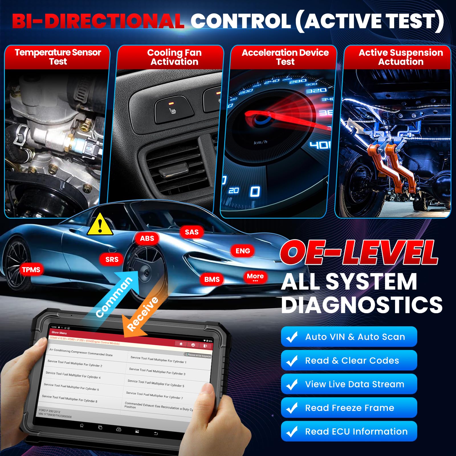 LAUNCH X431PRO3S+Elite Launch Diagnostic Tool SmartlinkC intelligent OE Topology Full System Diagnostic Tool with 37+Reset, ECU Coding, Active Test,Remote Wireless Diagnose,CANFD/DOIP/J2534