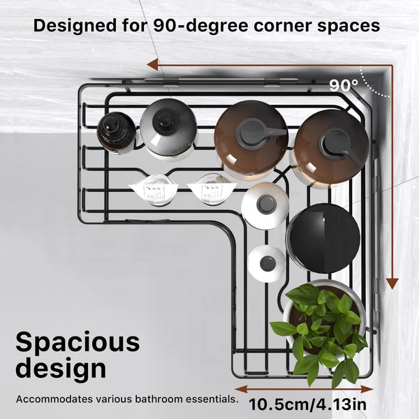 Kegii Telescopic Shower Caddy Corner - Stainless Steel Shower Shelf No Drilling Bathroom Caddy with Soap Holder and Hooks(White), On The Bath or Stand Up Shower