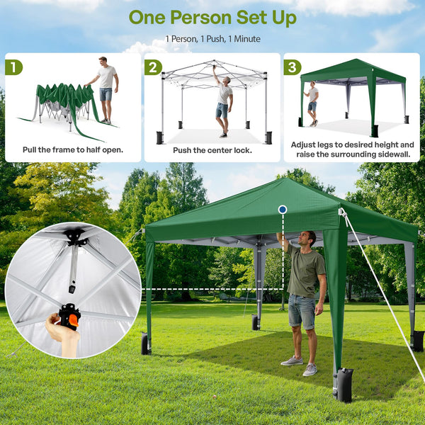 Driftalia Gazebo with Sides 3m x 3m, Waterproof Pop Up Gazebo with 4 Sandbags and Carry Bag for Parties, Camping, Commercial Events - Dark Grey