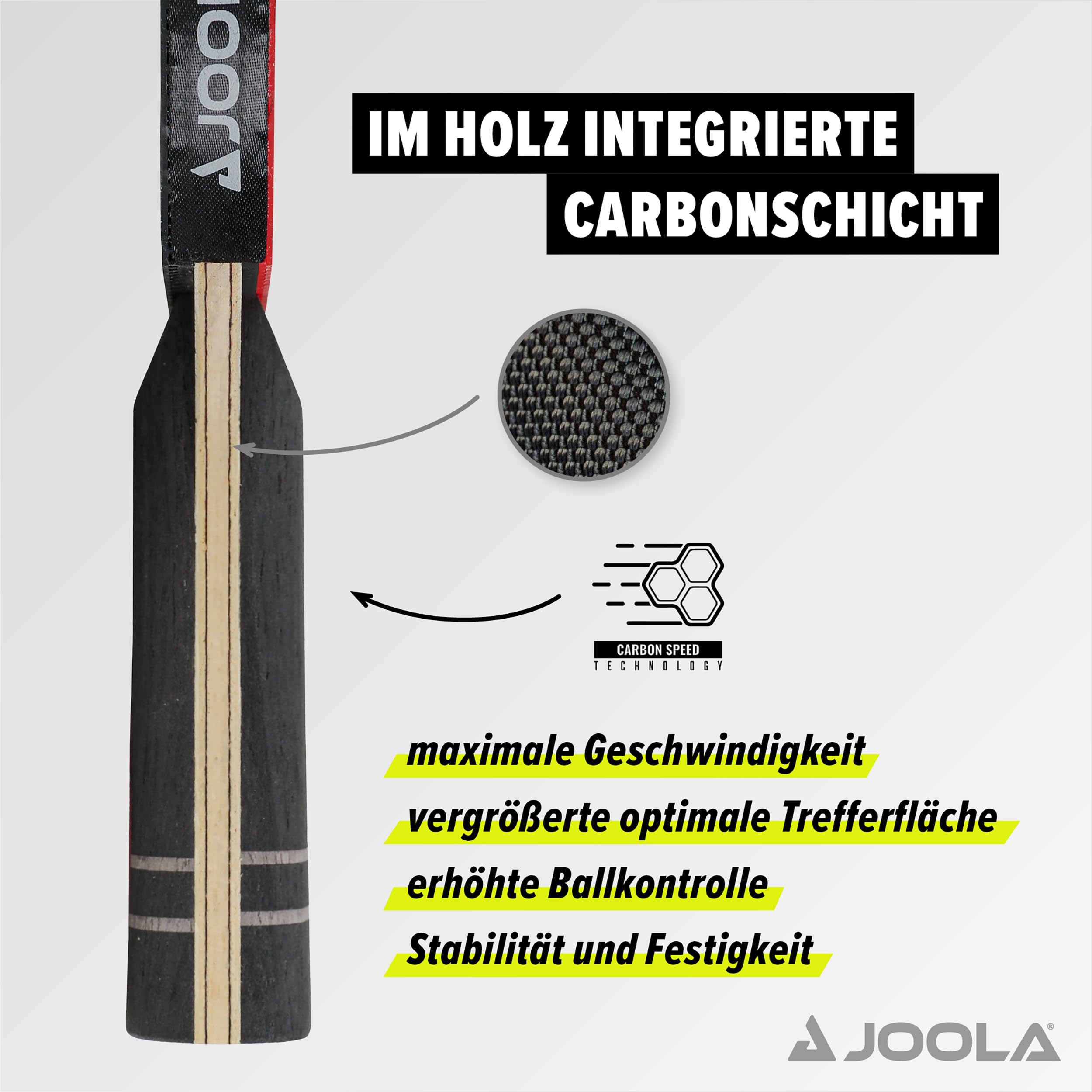 JOOLA Professional Infinity Carbon Table Tennis Bat ITTF Approved Competition Table Tennis Bat 29.5 x 18 x 3.5 cm Black