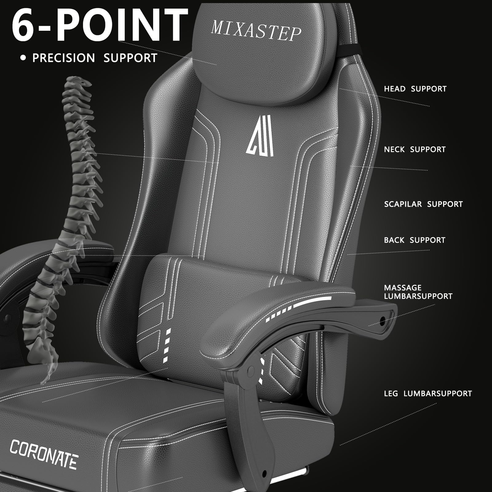 LXRADEO Gaming Chair for Adults, Ergonomic Gaming Chair with Footrest and Lumbar Support, Reclining Gamer Chair with Large Size Seat, Adjustable Swivel Computer Chair for Office Gaming 135 KG, WHITE