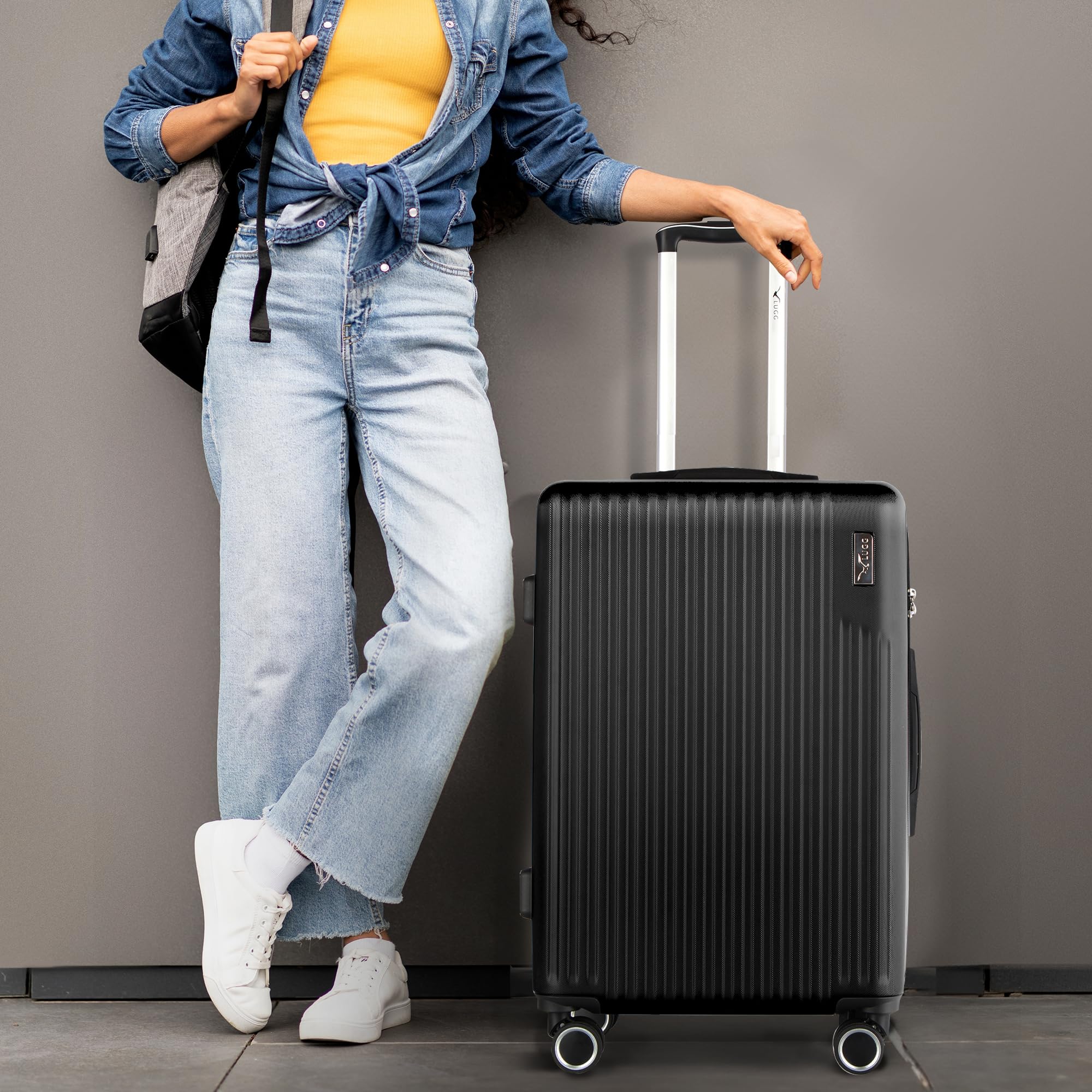 LUGG 15 Inch Vacay Cabin Case - 45x36x20 cm, Airline Approved Carry On Suitcase, ABS Lightweight Suitcase, Water Resistant Hard Suit Case with 360° Spinner Wheels, Carry On Bag with TSA Indent Lock