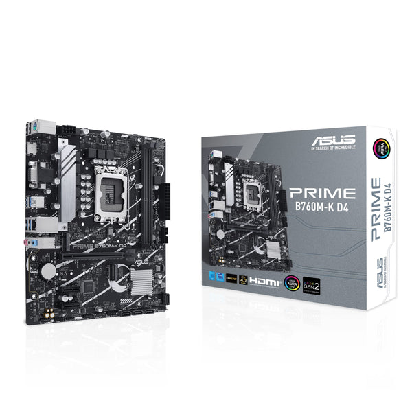 ASUS PRIME B760M-A WiFi D4 Intel LGA 1700, 4 x DIMM DDR4, 1 x Display Port, 2 x HDMI Ports
