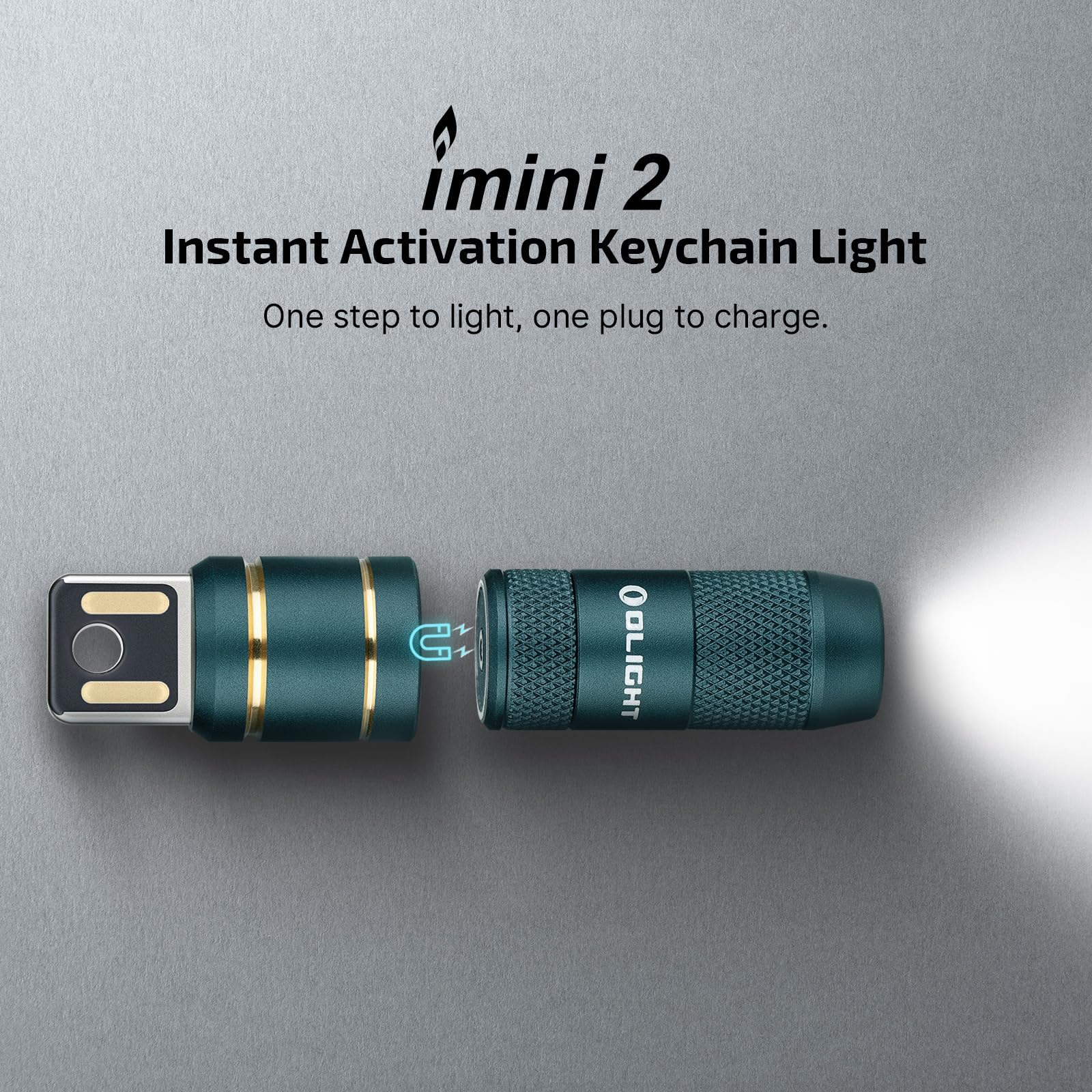 OLIGHT IMINI 2 Keychain Light 50 Lumens EDC Rechargeable Mini Torch, Magnetic Base Lamp with Integrated USB Plug, High Performance Compact LED Flashlight for Daily Carry (Dream Blue)