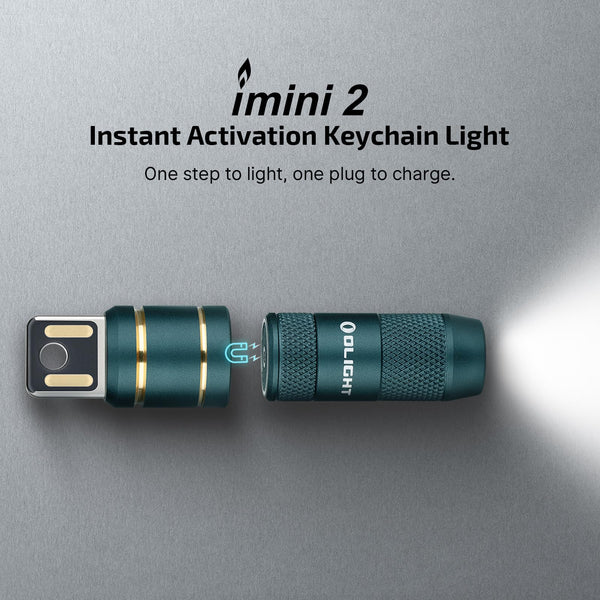 OLIGHT IMINI 2 Keychain Light 50 Lumens EDC Rechargeable Mini Torch, Magnetic Base Lamp with Integrated USB Plug, High Performance Compact LED Flashlight for Daily Carry (Dream Blue)