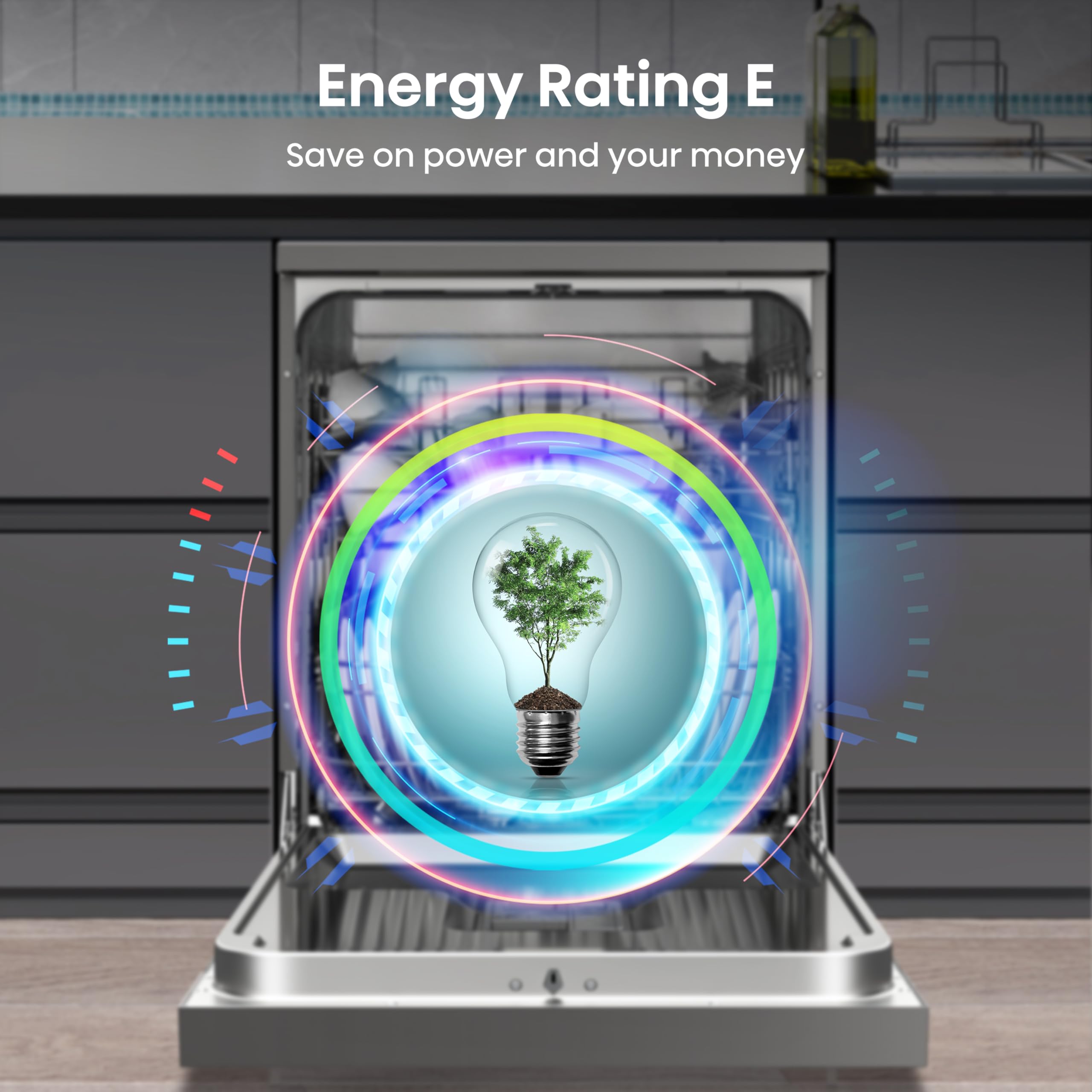 Hisense HS622E90WUK Freestanding Standard Dishwasher 85cm High - E Rated, White, 24 x 23 x 33 inches (L x W x H) [Energy Class E]