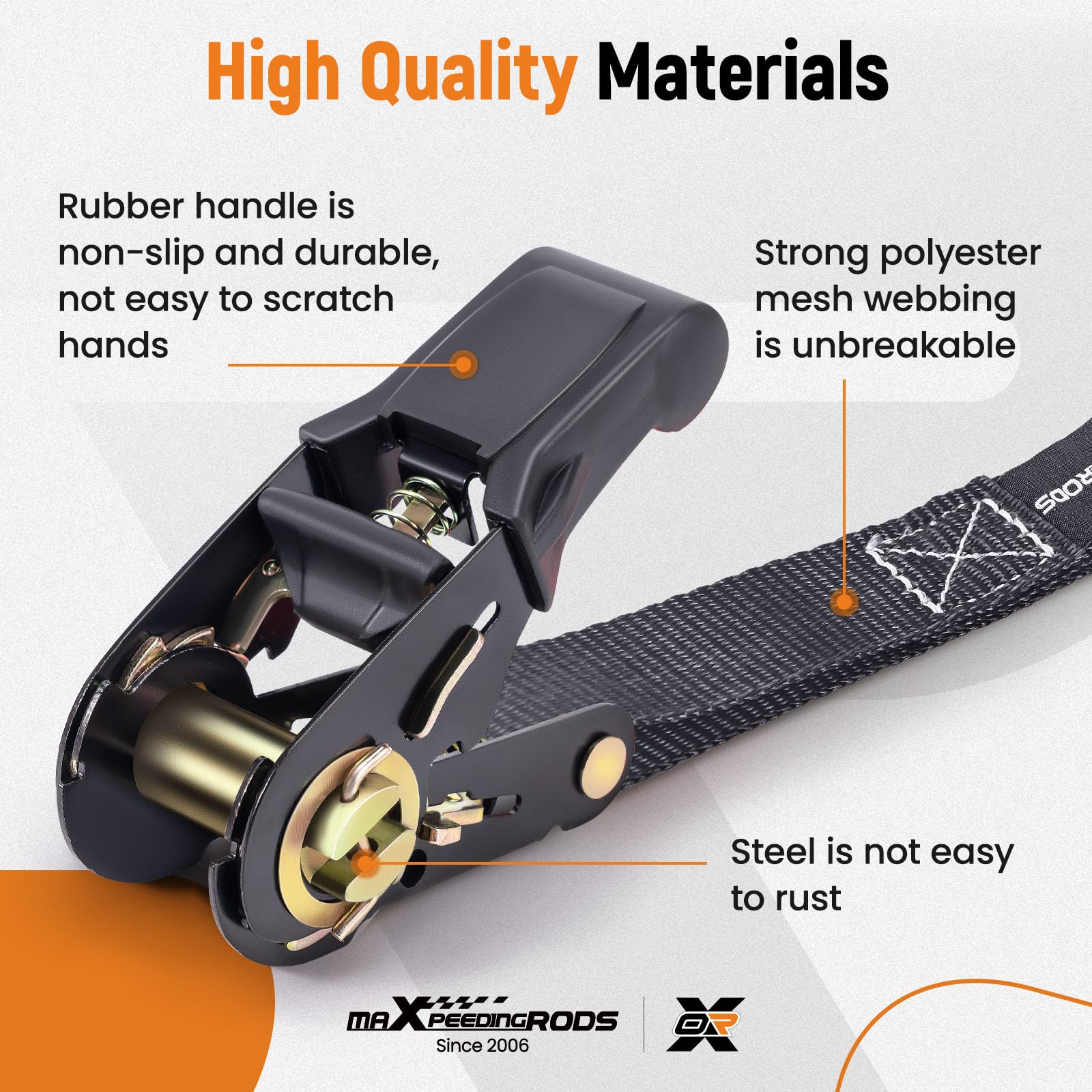 maXpeedingrods 4x 997kg Tie Down Straps 15ft (4.5m), Ratchet Straps 2200lb, Lashing Straps 25mm, Straps with safety clip S-hooks, motorcycle tie down straps, EN 12195-2 - Blue