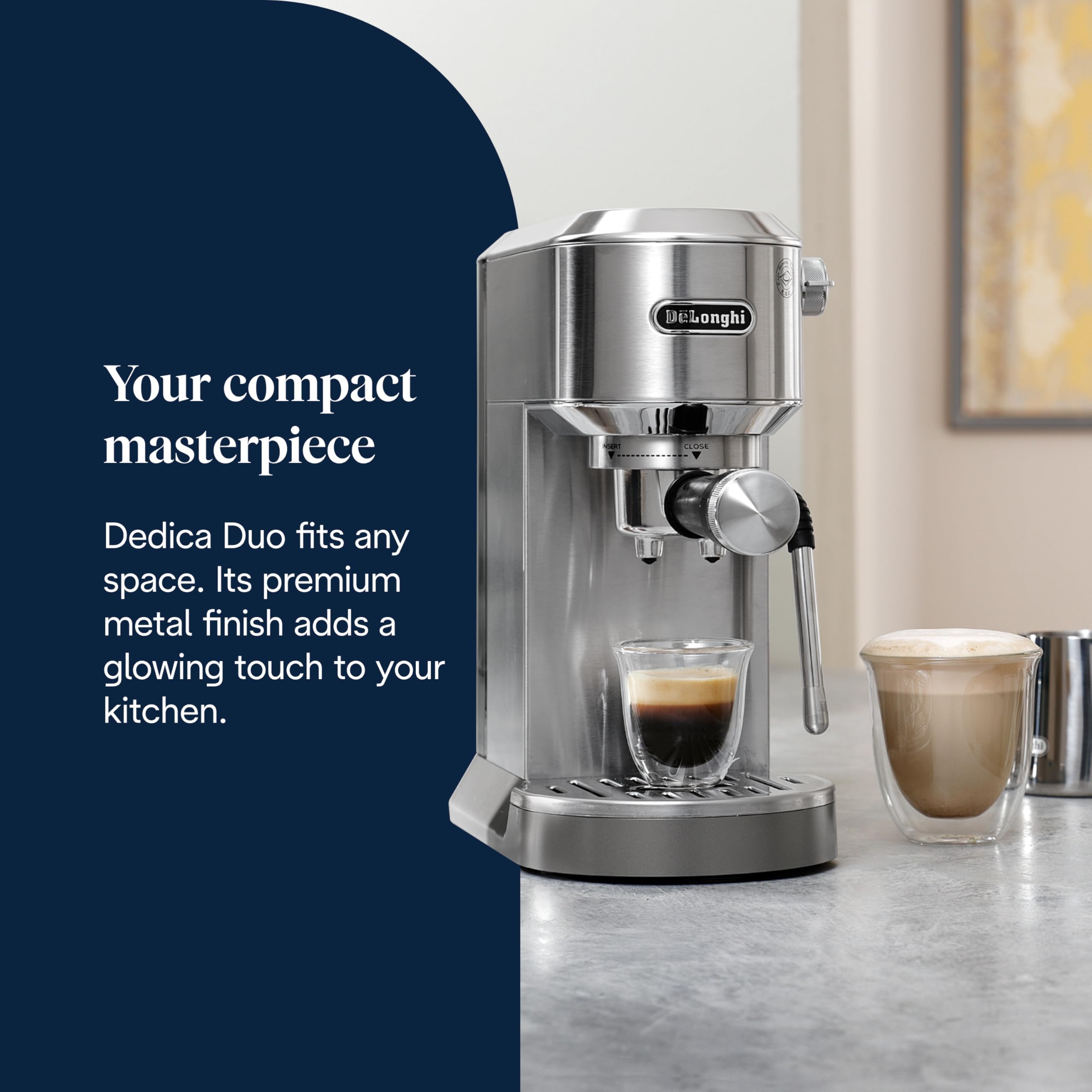 De'Longhi Dedica Style, Traditional Pump Espresso Machine, Coffee and Cappuccino Maker, EC685M, Silver