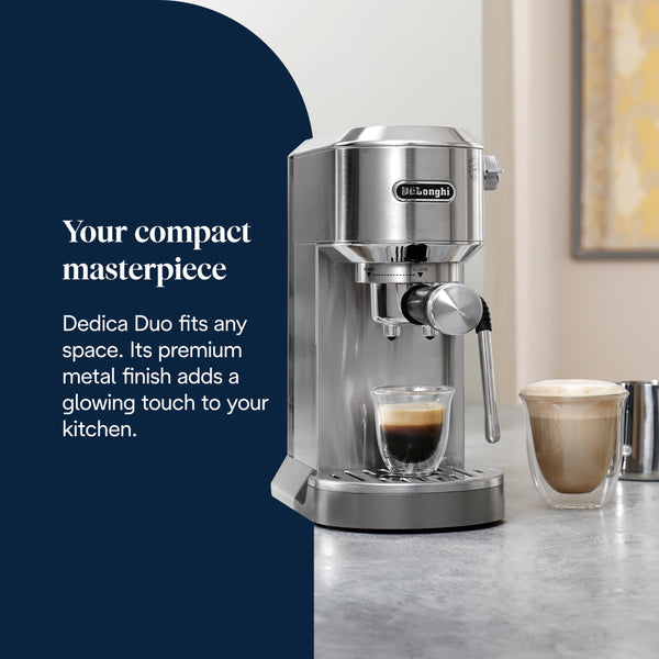 De'Longhi Dedica Style, Traditional Pump Espresso Machine, Coffee and Cappuccino Maker, EC685M, Silver