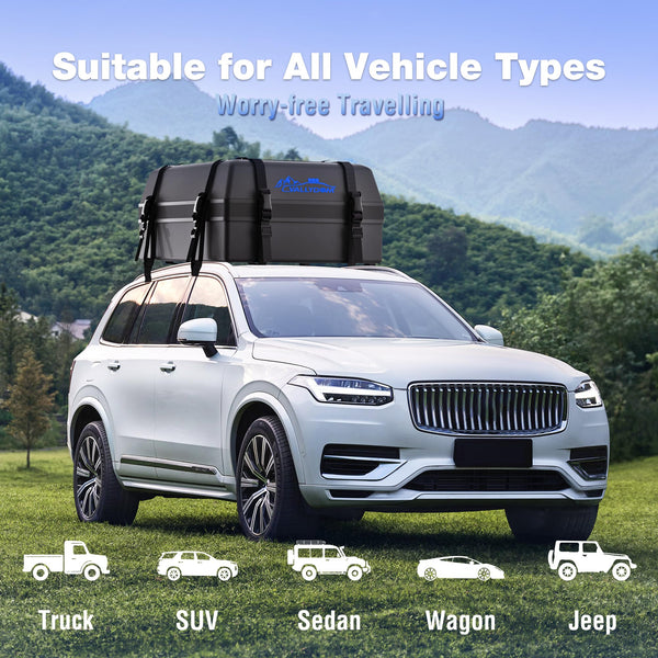 VALLYDOM Car Roof Bag 20 Cubic/560 L, 1680D PVC Waterproof Roof Bag No Need Rack, Roof Box with Anti Slip Pad, 6 Heavy-Duty Straps and Password Lock, Folding Soft Roof Bag for Cars with/Without Rack