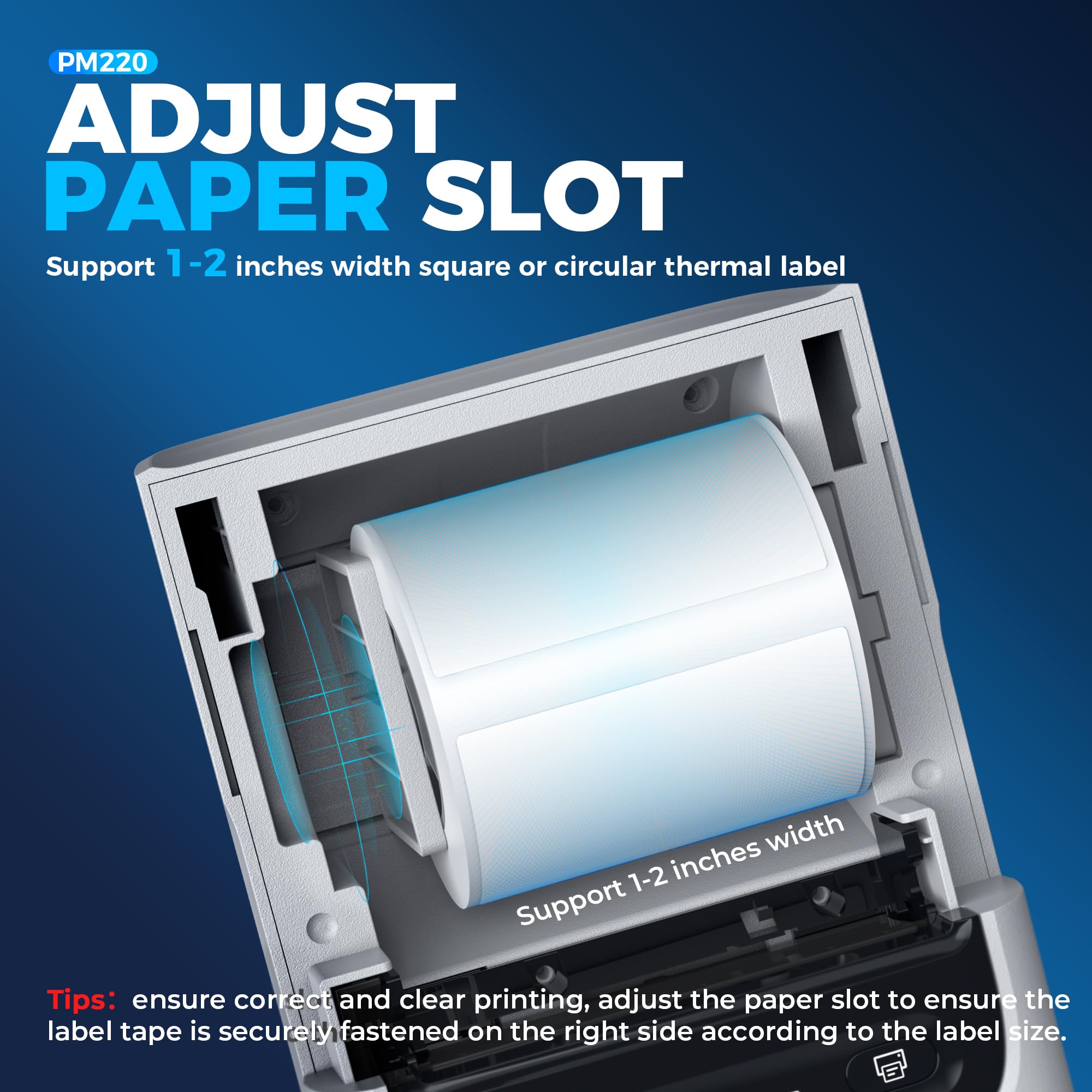 Nelko PM220 Bluetooth Thermal Label Printer, 2 Inch Portable Label Maker Machine for iOS & Android Phone, sticker printer for Clothing, Retail, Address, Barcode, Home, with 1 Roll 40x30mm（White）2 pack