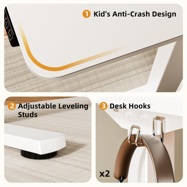 ERGOMAKER Electric Height Adjustable Standing Desk 80x60cm (31.5"x23.6"), Sit Stand Desk with Splicing Top for Home Office (Black Frame + Black Desktop)