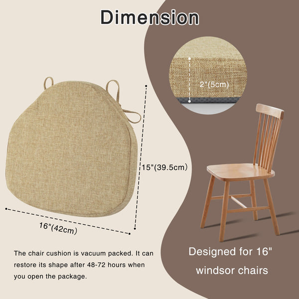 OVOV Chair Cushions for Dining Chairs Set of 4 Windsor Seat Cushion for Kitchen Room Chair Thick Textured Chair Pads with Ties and Non-Slip