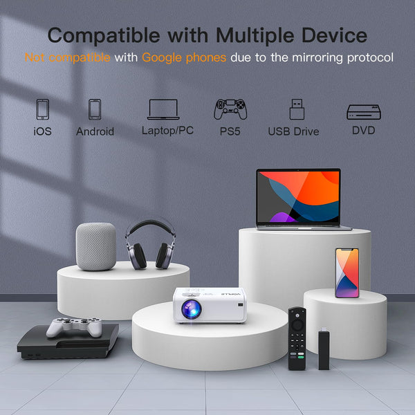 [Netflix Official & Auto Focus/Keystone] Smart Projector 4K Support, VOPLLS 25000L Native 1080P WiFi 6 Bluetooth Outdoor Projector, 50% Zoom Home Theater Movie Projectors for Bedroom/iOS/Android/PPT