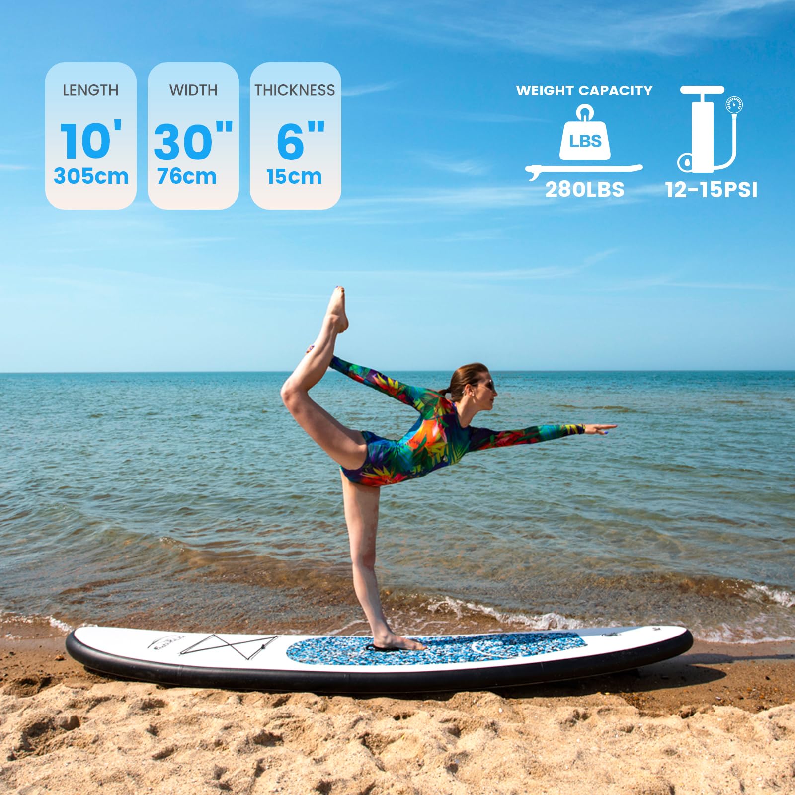 FunWater Inflatable Stand Up Paddle Board with Accessories,SUP Paddle Board Ultra-Light Includes ISUP,Adjustable Paddle,Pump,Dry Bag,Fin,Leash,Paddle Boards 11 FT for Youths and Adults