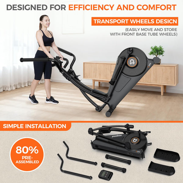 pooboo Elliptical Machine, Elliptical Exercise Machine with 16-Level Resistance&Hyper-Quiet Magnetic Driving System, Elliptical Machine for Home with LCD Monitor&15.5IN Stride, 350LBS Weight Capacity