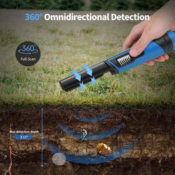 DR.?TEK Metal Detector Pinpointer, IP68 Fully Waterproof Handheld Pin Pointer with LCD Screen, Innovative Interference Cancellation Function, Higher