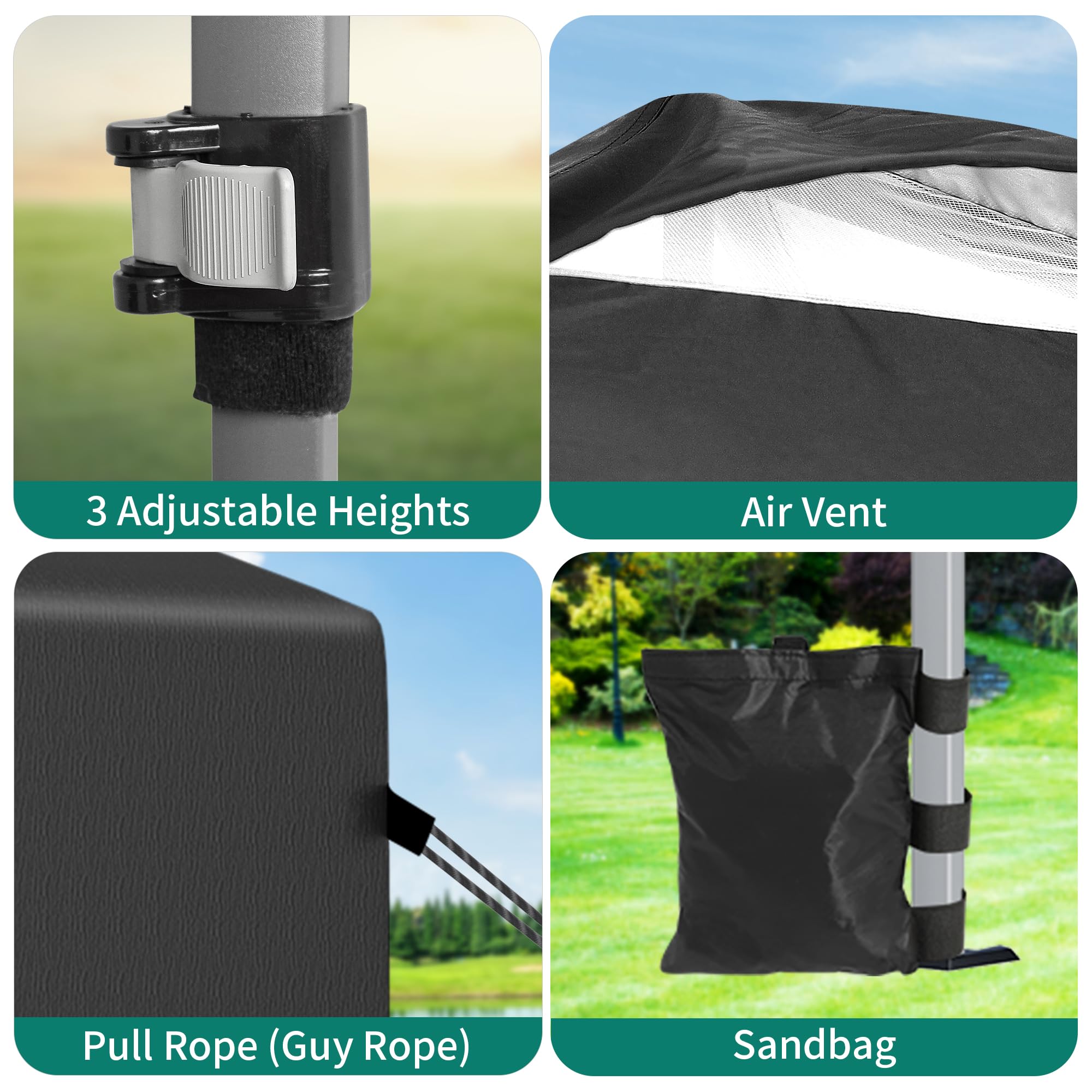 YITAHOME 2.5x2.5M Instant Heavy Duty Pop Up Gazebo, Waterproof Folding Garden Camping Party Tent Canopy Marquee with Roller Bag for Patio Markets Beach