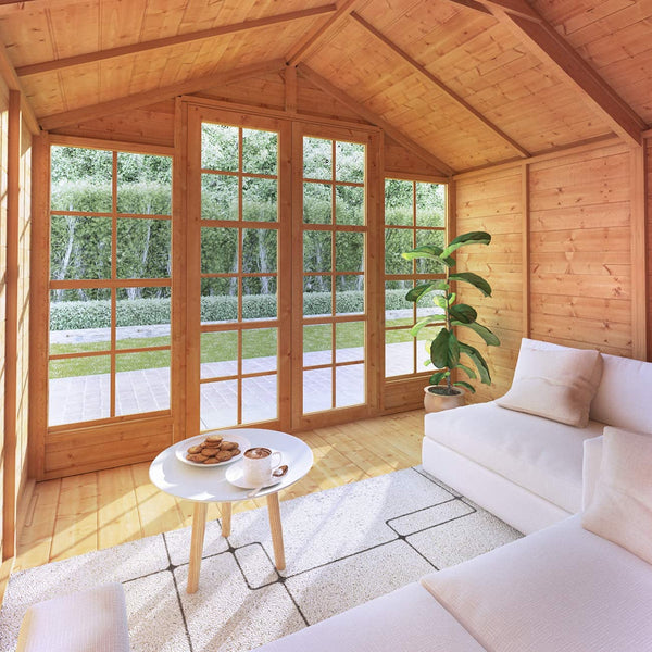 BillyOh Summerhouse Log Cabin 8 x 8 Wooden Garden Storage Shed Summer House Harper Apex Summerhouses (8x8)