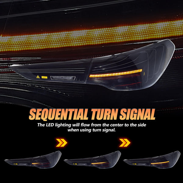 VLAND OLED Rear Lights Compatible With 4 Series G22/G23/G26, M4 G82 G83 2021-2023, Tail Lights Assembly w/Startup dynamic display - Smoked