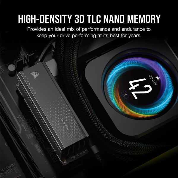 Corsair MP700 PRO 2TB M.2 PCIe Gen5 x4 NVMe 2.0 SSD – M.2 2280 – Up to 12,400MB/sec Sequential Read – High-Density TLC NAND – Black