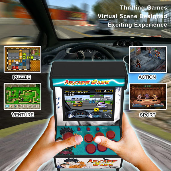 Mini Arcade Machine, 156 Built-In 16-Bit Games, 2.8” Full Colour Screen, 8-Way Joystick, Handheld Retro Games Console – Gaming by Golden Security!