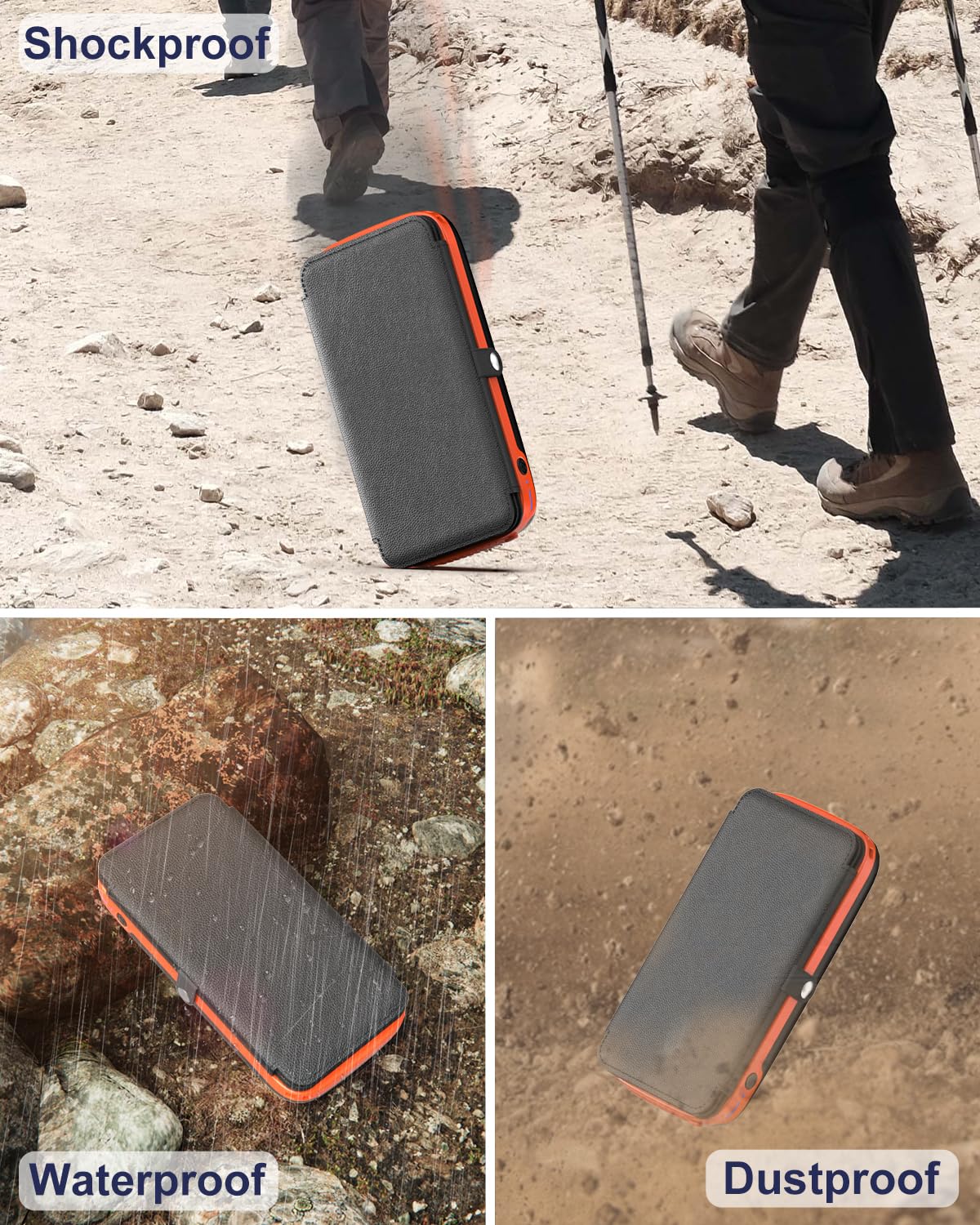 Paloceru Solar Power Bank 26800mAh - Portable Solar Charger with 4 Foldable Panels – PD QC 3.0 Fast Charging Battery Bank with USB C Output/Input - Outdoor Battery Pack with Flashlight for Camping