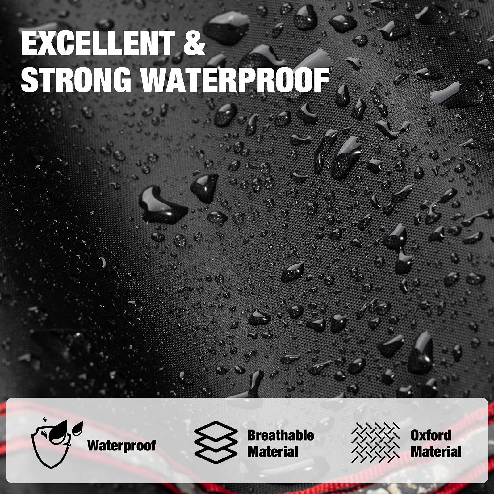 Favoto Waterproof Motorcycle Cover 300D Oxford with PU Coating, Rain Snow Dust Wind Resistant Outdoor Protection, Reflective Strips, Fits Motorbikes up to 104 inch / 265 cm, Red