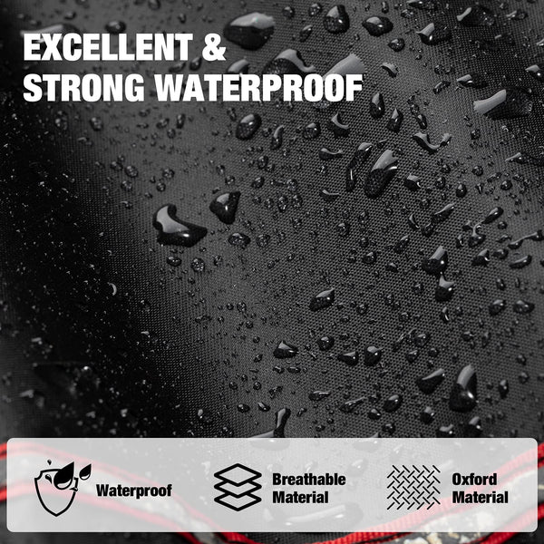 Favoto Waterproof Motorcycle Cover 300D Oxford with PU Coating, Rain Snow Dust Wind Resistant Outdoor Protection, Reflective Strips, Fits Motorbikes up to 104 inch / 265 cm, Red