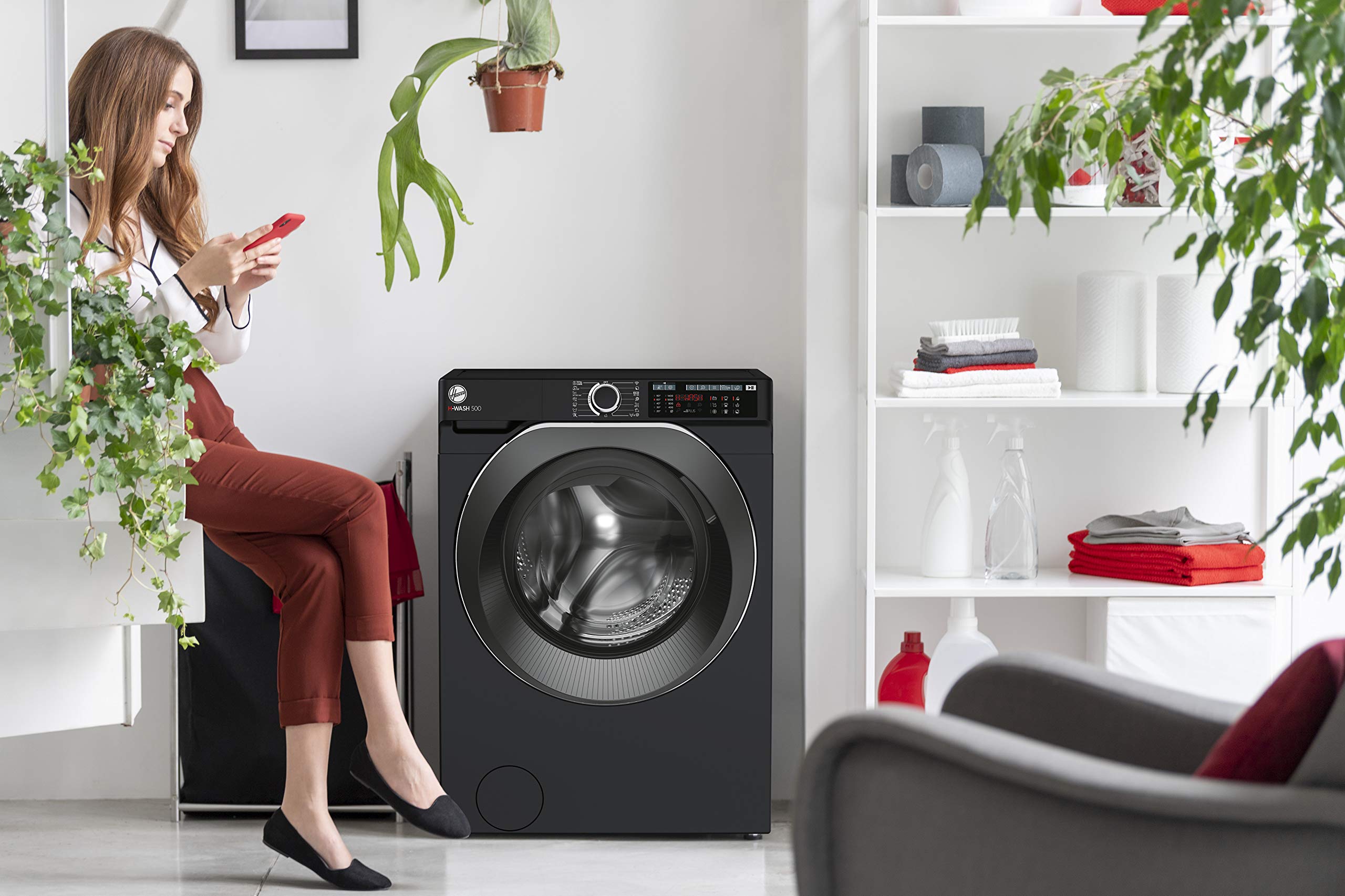 Hoover H-WASH 500 10kg Freestanding Washing Machine, 1400 RPM, A Rated, ECO‑Power Inverter Motor, hOn App, 60 Programmes, Care Dose, Power Care System, White, 60x59x85 cm ‑ HW 410AMC/1-80