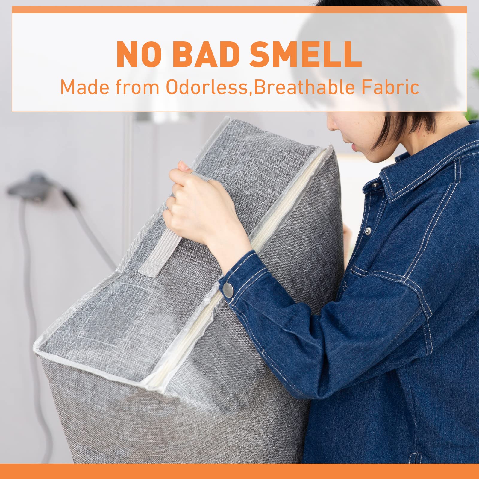 90L Under-Bed Storage Bags with Zips, Large Storage Organizer Boxes, Foldable Clothes Storage Bag, Fabric Storage Bags for Duvets, Shoes, Beddings,