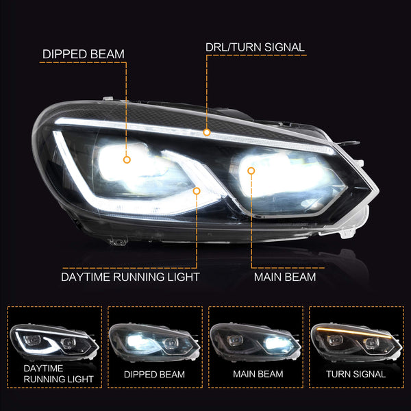 VLAND LED Tail Lights Fit for 2008-2013 Volkswagen Golf 6 MK6 TSI TDI GTD R(not for GTI/Variant/Cabriolet), Rear Lights with Sequential Turn Signal Indicators, E-mark, Red Smoked