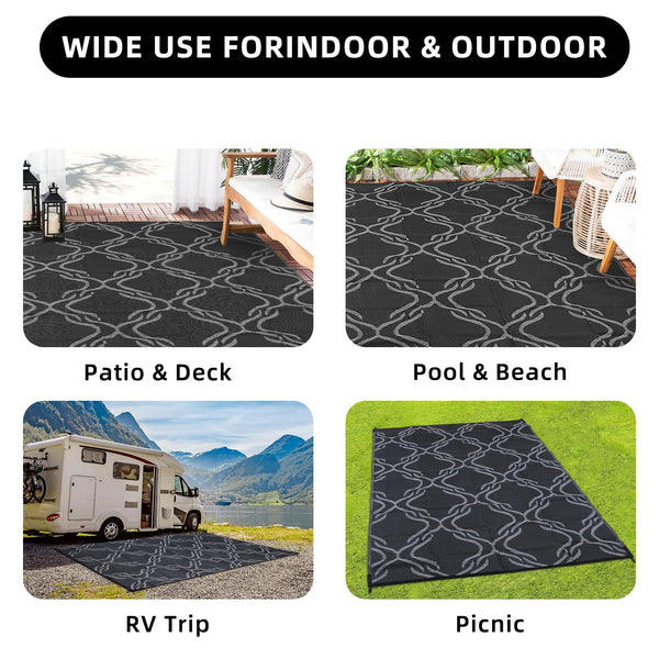Enipate Outdoor Rugs for Garden Patios, 5x8ft Plastic Weatherproof Woven Picnic Blankets, Reversible & Easy Cleaning Deck Carpet Camping Mats