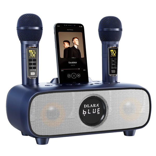 Upgrade Karaoke Machine for Adults and Kids,Portable Bluetooth 2 UHF Wireless Karaoke Microphone with Holder/USB/TF Card/AUX-in,PA Speaker System for Home Party, Picnic,Car,Outdoor/Indoor-Grey