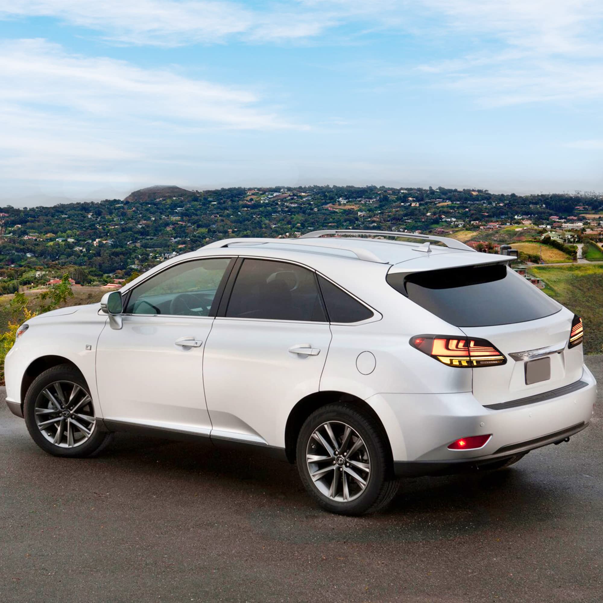 VLAND Motor LED Rear Lights compatible with RX270, RX330, RX350 F Sport, RX400h, RX450h, RX450hl 2010-2015, w/Amber Sequential Indicator, Driver & Passenger Side - Clear