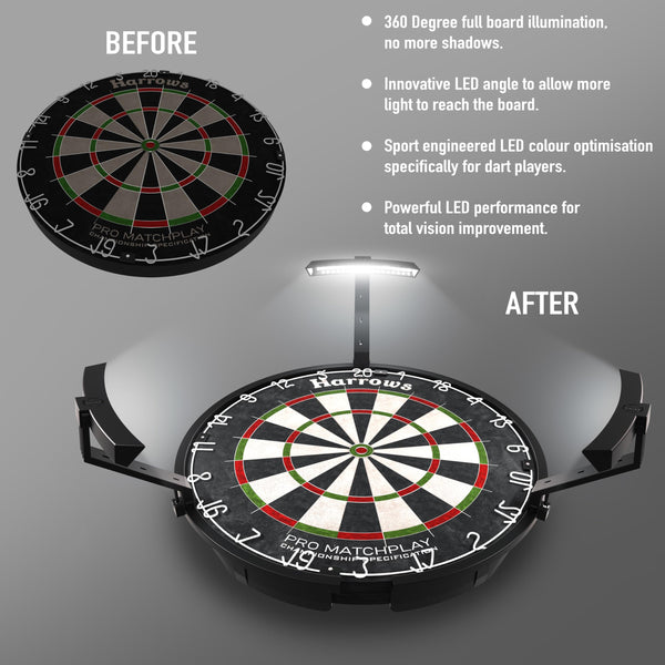 Harrows Trilight Dartboard Light I Sport Engineered LED Dart Board Lighting I Fits All Standard Board I No Shadow Powerful Illumination I Dartboard