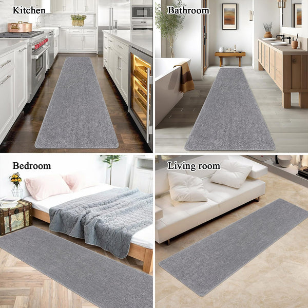 SHACOS Carpet Runners for Hallways Light Grey Non Slip 60x240cm Long Washable Kitchen Runner Mat Rubber Backing Hall Runners Long Corridor Rug for