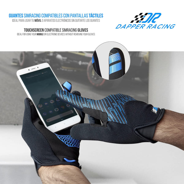 DAPPER RACING | SIMRACING Red Edition Gloves | Touchscreen Friendly | Palm Reinforcement | Non-slip Silicone for Optimal Grip | Lightweight and Breathable | Designed for Simracers