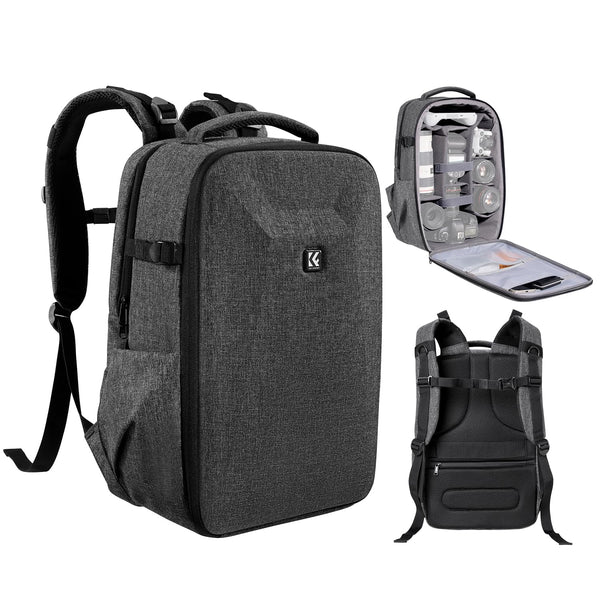 K&F Concept Camera Backpack,Hardshell DSLR Photography Camera Bag with 15-15.6 Inch Laptop Compartment Waterproof Camera Case Compatible for Canon/Nikon/Sony/DJI Mavic Drone