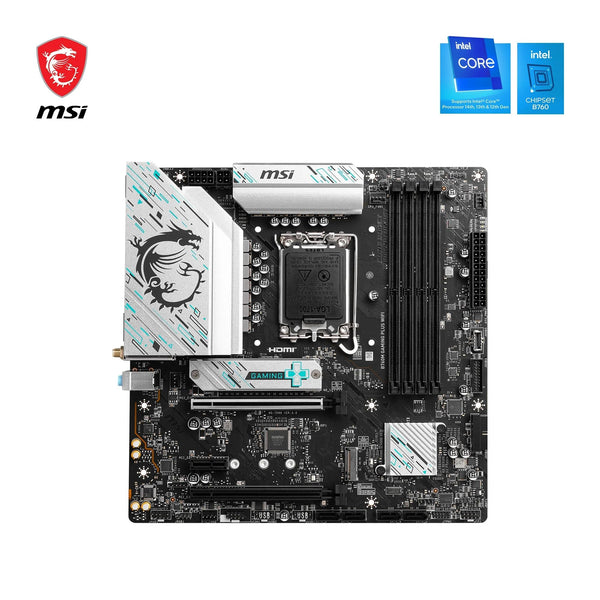 MSI B760 GAMING PLUS WIFI DDR4 Motherboard, ATX - Supports Intel 14th, 13th & 12th Gen Core Processors, LGA 1700 - DDR4 Memory Boost 5333+MHz/OC, 1x PCIe 4.0 x16, 2 x M.2 Gen4, 2.5G LAN, Wi-Fi 6E
