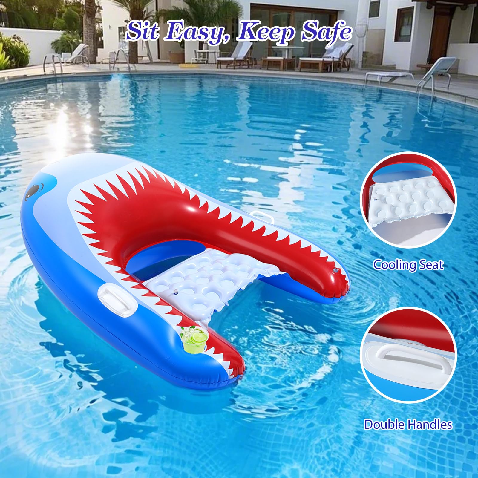MoKo Pool Floats Adult, Floating Bed with Ice Bar, Tanning Bed Pool Raft Inflatable Lounger with Drink Holder Tanning Chair Inflatable Pool Toys for Party Beach Backyard
