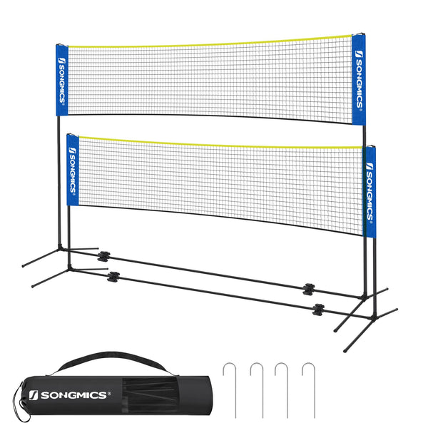 SONGMICS 3 m Badminton Net, Volleyball Net, Adjustable Poles Height, Portable Set for Tennis