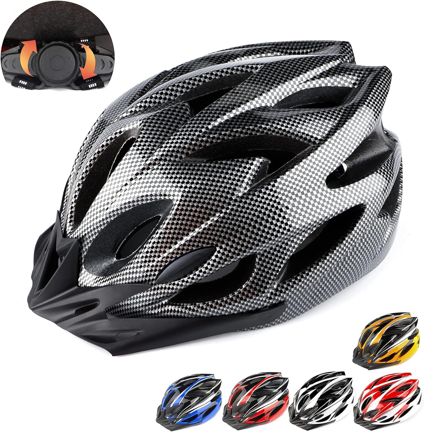 RaMokey Cycle Helmet, Lightweight Bicycle Helmet, Adjustable Mountain & Road Bike Helmets for Adults, 18 Vents with Adjustable Strap & Detachable Visor for Mens Womens(Head Sizes 58-62cm)