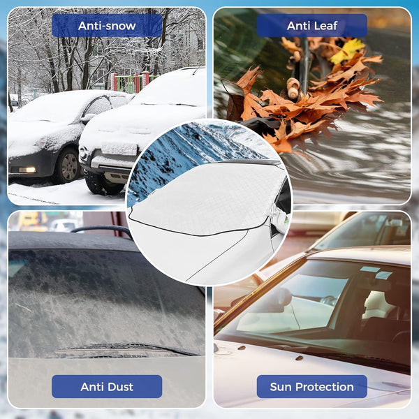 AQhui Car Windscreen Covers Frost for Winter, Magnetic Frost Protector Thicken, Ice Protection Foils Snow Windshield Sun Shade Front Window Screen Cover, Anti-dust and Anti-uv (156x128cm)